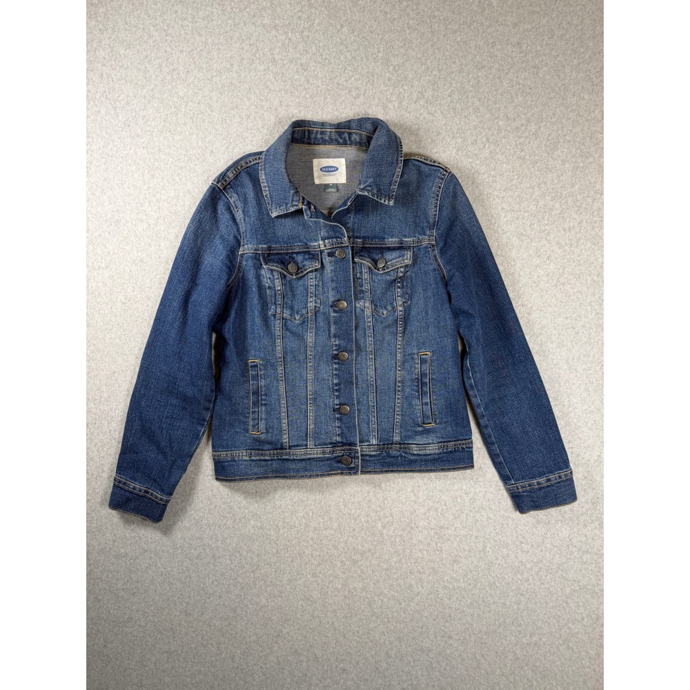 Old Navy Classic Trucker Jacket Womens Medium Dark Wash Blue Denim Boho Western